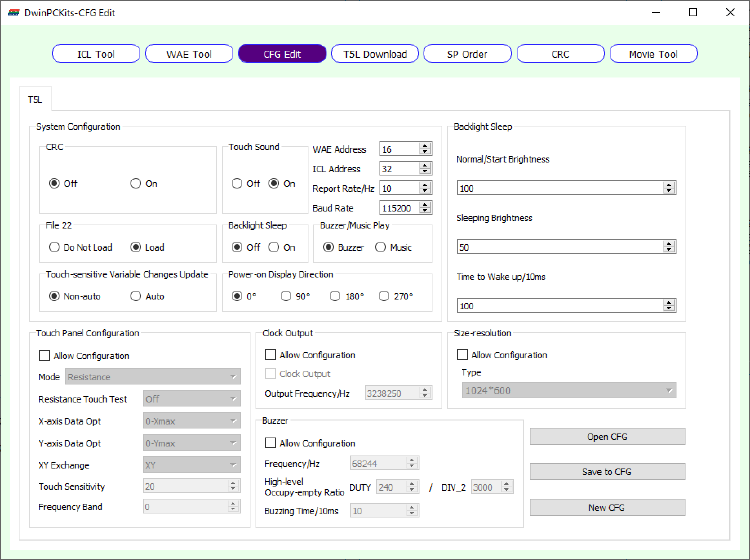 Screenshot of DWIN DGUS Config Generator