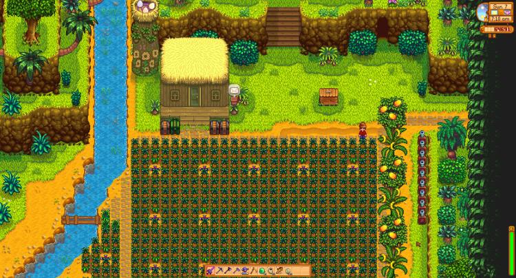 Screenshot of the farm on Ginger Island